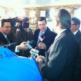 Former mayor Ryan meets with reporters
