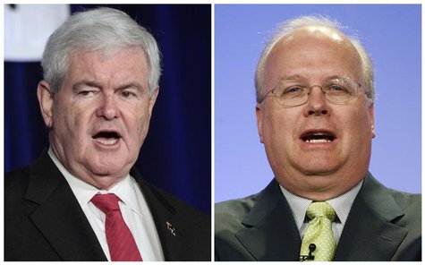 A combination photographs shows former Speaker of the House Newt Gingrich (L) in Waukesha, Wisconsin on March 31, 2012 and former Bush admin A combination photographs shows former Speaker of the House Newt Gingrich (L) in Waukesha, Wisconsin on March 31, 2012 and former Bush admin