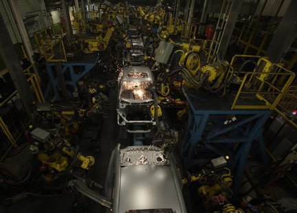 2013 Honda Accord bodies are seen being welded during a tour of the Honda automobile plant in Marysville, Ohio October 11, 2012. REUTERS/Pau 2013 Honda Accord bodies are seen being welded during a tour of the Honda automobile plant in Marysville, Ohio October 11, 2012. REUTERS/Pau