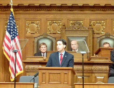 Governor Scott Walker addresses a Joint Session of the Legislature. Governor Scott Walker addresses a Joint Session of the Legislature.