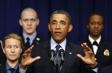 U.S. President Barack Obama speaks against automatic budget cuts scheduled to take effect next week, while in the South Court Auditorium in U.S. President Barack Obama speaks against automatic budget cuts scheduled to take effect next week, while in the South Court Auditorium in