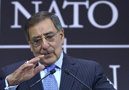 U.S.' Secretary of Defense Leon Panetta addresses a news conference during a NATO defence ministers meeting at the Alliance headquarters in U.S.' Secretary of Defense Leon Panetta addresses a news conference during a NATO defence ministers meeting at the Alliance headquarters in