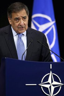 U.S.' Secretary of Defense Leon Panetta addresses a news conference during a NATO defence ministers meeting at the Alliance headquarters in U.S.' Secretary of Defense Leon Panetta addresses a news conference during a NATO defence ministers meeting at the Alliance headquarters in