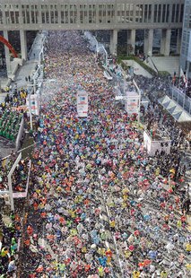 Runners fill the street at the start of the Tokyo Marathon in Tokyo February 24, 2013 in this photo provided by Kyodo. About 35,000 runners Runners fill the street at the start of the Tokyo Marathon in Tokyo February 24, 2013 in this photo provided by Kyodo. About 35,000 runners