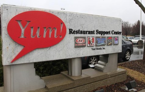 A sign shows Yum Brands Inc's support center at its corporate headquarters in Louisville, Kentucky January 18, 2011. REUTERS/John Sommers II A sign shows Yum Brands Inc's support center at its corporate headquarters in Louisville, Kentucky January 18, 2011. REUTERS/John Sommers II