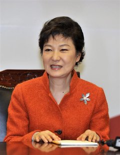 South Korea's President-elect Park Geun-hye talks during a meeting with Myanmar pro-democracy leader Aung San Suu Kyi (not pictured) in Seou South Korea's President-elect Park Geun-hye talks during a meeting with Myanmar pro-democracy leader Aung San Suu Kyi (not pictured) in Seou