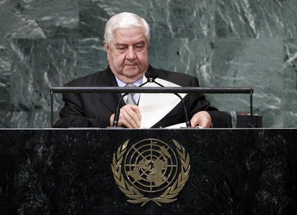 Syrian Foreign Minister Walid al-Moualem prepares to address the 67th United Nations General Assembly at the U.N. Headquarters in New York, Syrian Foreign Minister Walid al-Moualem prepares to address the 67th United Nations General Assembly at the U.N. Headquarters in New York,