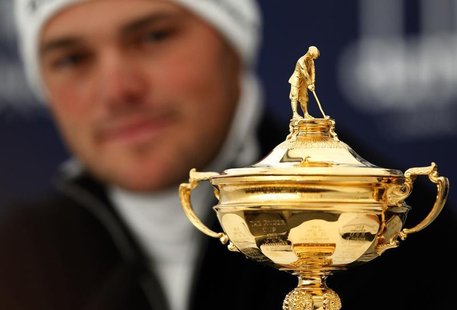 Germany's Martin Kaymer looks at the Ryder Cup during a news conference at the Dunhill Links Championship in the Old Course in St Andrews, S Germany's Martin Kaymer looks at the Ryder Cup during a news conference at the Dunhill Links Championship in the Old Course in St Andrews, S