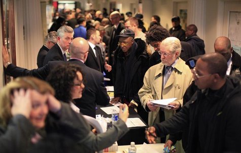 People attend a military veterans hiring event in New York January 19, 2012. REUTERS/Brendan McDermid People attend a military veterans hiring event in New York January 19, 2012. REUTERS/Brendan McDermid