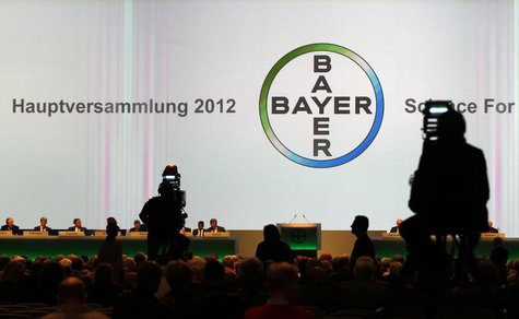 A general view shows the annual general meeting of Bayer AG in Cologne April 27, 2012. Bayer's Chief Executive Marijn Dekkers reiterated the A general view shows the annual general meeting of Bayer AG in Cologne April 27, 2012. Bayer's Chief Executive Marijn Dekkers reiterated the