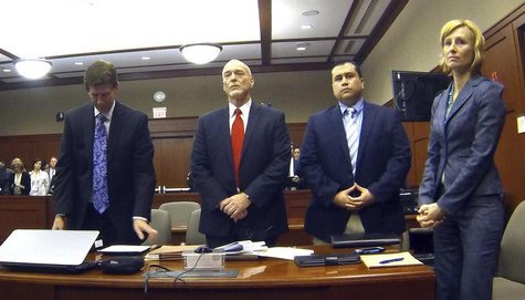 George Zimmerman (2nd R) is pictured with his attorneys Mark O'Mara (L), Don West, and Lorna Truett (R) in Seminole circuit court in Sanford George Zimmerman (2nd R) is pictured with his attorneys Mark O'Mara (L), Don West, and Lorna Truett (R) in Seminole circuit court in Sanford