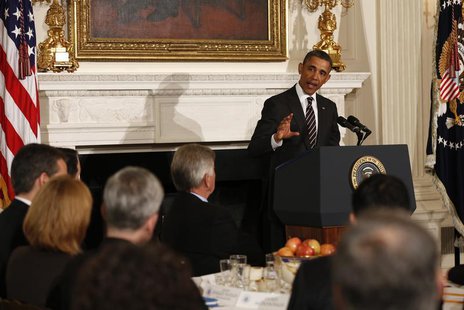 U.S. President Barack Obama speaks to the National Governors Association in the State Dining Room of the White House in Washington February U.S. President Barack Obama speaks to the National Governors Association in the State Dining Room of the White House in Washington February