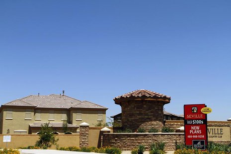 A sign advertising new homes starting at the price of $100,000 is displayed in Chandler Heights, Arizona June 2, 2011. REUTERS/Joshua Lott A sign advertising new homes starting at the price of $100,000 is displayed in Chandler Heights, Arizona June 2, 2011. REUTERS/Joshua Lott