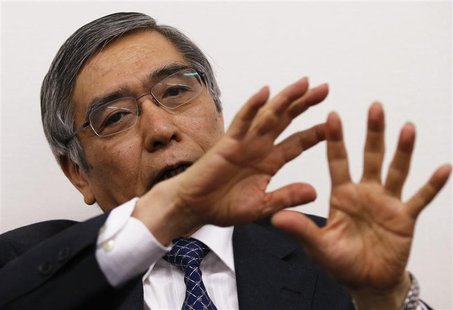 Asian Development Bank President Haruhiko Kuroda speaks during a group interview in Tokyo in this February 11, 2013 file photo. REUTERS/Toru Asian Development Bank President Haruhiko Kuroda speaks during a group interview in Tokyo in this February 11, 2013 file photo. REUTERS/Toru