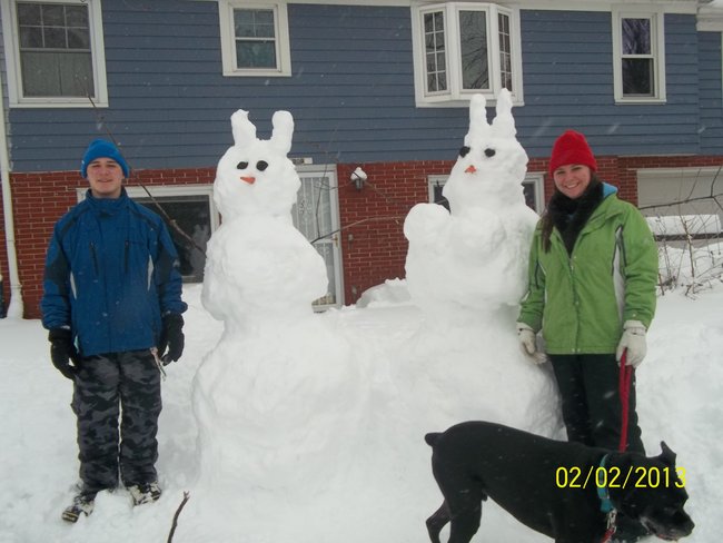 Is it a snow man? or a snow bunny? Either way they are awesome.