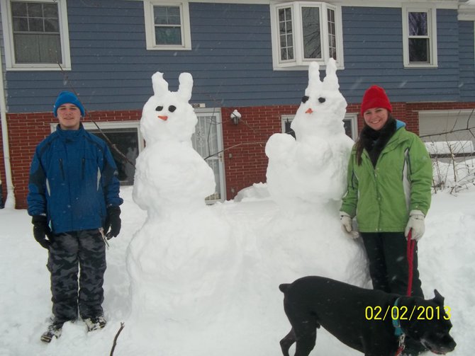 Is it a snow man? or a snow bunny? Either way they are awesome.