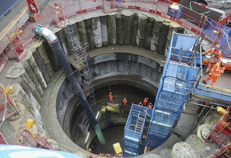 A Crossrail construction site is seen at Farringdon Station in London January 30, 2013. The Crossrail scheme to build a new railway is the l A Crossrail construction site is seen at Farringdon Station in London January 30, 2013. The Crossrail scheme to build a new railway is the l