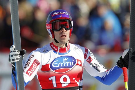 Adrien Theaux of France reacts at the finish of the Alpine Skiing World Cup downhill race in Kvitfjell March 2, 2013. REUTERS/Geir Olsen/NTB Adrien Theaux of France reacts at the finish of the Alpine Skiing World Cup downhill race in Kvitfjell March 2, 2013. REUTERS/Geir Olsen/NTB