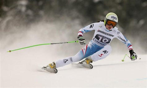 Anna Fenninger of Austria speeds down during the women's Alpine Skiing World Cup Downhill race in Garmisch-Partenkirchen March 2, 2013. REUT Anna Fenninger of Austria speeds down during the women's Alpine Skiing World Cup Downhill race in Garmisch-Partenkirchen March 2, 2013. REUT