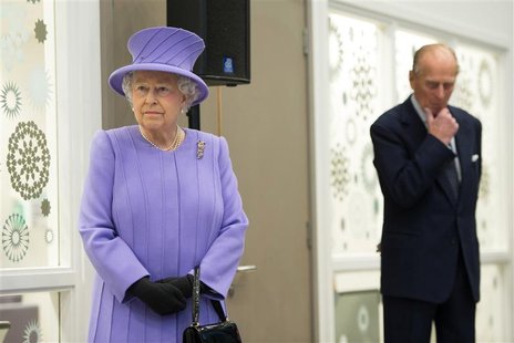 Britain's Queen Elizabeth and her husband Prince Philip pause during a tour of the Royal London Hospital in east London in a February 27, 20 Britain's Queen Elizabeth and her husband Prince Philip pause during a tour of the Royal London Hospital in east London in a February 27, 20