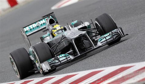 Mercedes GP's Formula One driver Nico Rosberg of Germany drives during a training session at Circuit de Catalunya racetrack in Montmelo, nea Mercedes GP's Formula One driver Nico Rosberg of Germany drives during a training session at Circuit de Catalunya racetrack in Montmelo, nea