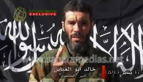 Veteran jihadist Mokhtar Belmokhtar speaks in this file undated still image taken from a video released by Sahara Media on January 21, 2013. Veteran jihadist Mokhtar Belmokhtar speaks in this file undated still image taken from a video released by Sahara Media on January 21, 2013.