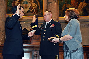 Wisconsin Army National Guard's Assistant Adjutant General for Readiness and Training Mark Michie sworn in during his promotion to the rank of Brigadier General. Wisconsin Army National Guard's Assistant Adjutant General for Readiness and Training Mark Michie sworn in during his promotion to the rank of Brigadier General.