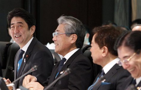 Japan's Prime Minister Shinzo Abe, Japanese Olympic Committee (JOC) President Tsunekazu Takeda and Tokyo REUTERS/Yuya Shino Japan's Prime Minister Shinzo Abe, Japanese Olympic Committee (JOC) President Tsunekazu Takeda and Tokyo REUTERS/Yuya Shino