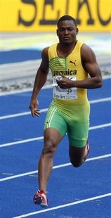 Steve Mullings of Jamaica competes in the men's 200 metres heats during the World Athletics Championships at the Olympic stadium in Berlin i Steve Mullings of Jamaica competes in the men's 200 metres heats during the World Athletics Championships at the Olympic stadium in Berlin i