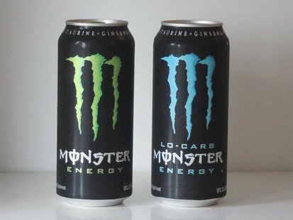 Two cans of Monster Energy drink are pictured in this photo-illustration shot in Los Angeles October 22,2012. REUTERS/Fred Prouser Two cans of Monster Energy drink are pictured in this photo-illustration shot in Los Angeles October 22,2012. REUTERS/Fred Prouser