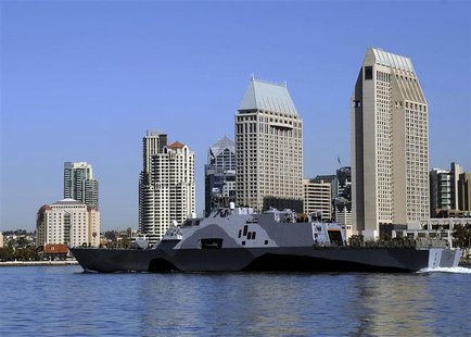 The littoral combat ship USS Freedom (LCS 1) departs for a deployment to the Asia-Pacific region, in San Diego Bay, California, March 1, 201 The littoral combat ship USS Freedom (LCS 1) departs for a deployment to the Asia-Pacific region, in San Diego Bay, California, March 1, 201