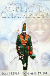 A copy of the funeral program for Robert Champion, Jr. released by the family in Atlanta, Georgia, May 23, 2012. REUTERS/Courtesy of the Rob A copy of the funeral program for Robert Champion, Jr. released by the family in Atlanta, Georgia, May 23, 2012. REUTERS/Courtesy of the Rob