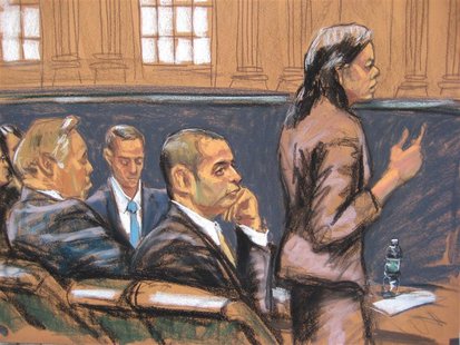 Federal Defender Julia Gatto (R) speaks to the court as former New York City police officer Gilberto Valle (C), dubbed by local media as the Federal Defender Julia Gatto (R) speaks to the court as former New York City police officer Gilberto Valle (C), dubbed by local media as the