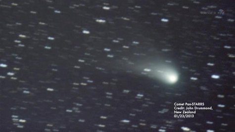 Comet Pan-STARRS streaks through the skies above New Zealand in this January 23, 2013 still image courtesy of John Drummond via NASA video. Comet Pan-STARRS streaks through the skies above New Zealand in this January 23, 2013 still image courtesy of John Drummond via NASA video.