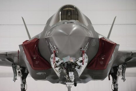 A U.S. Marine F-35B Joint Strike Fighter Jet sits in a hangar after the roll-out Ceremony at Eglin Air Force Base in Florida February 24, 20 A U.S. Marine F-35B Joint Strike Fighter Jet sits in a hangar after the roll-out Ceremony at Eglin Air Force Base in Florida February 24, 20