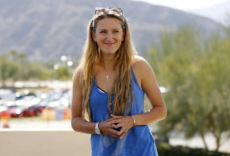 Victoria Azarenka of Belarus is interviewed during a media availability at the BNP Paribas Open WTA tennis tournament in Indian Wells, Calif Victoria Azarenka of Belarus is interviewed during a media availability at the BNP Paribas Open WTA tennis tournament in Indian Wells, Calif