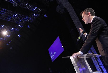 Los Angeles mayoral candidate Eric Garcetti speaks during an election night party at Avalon night club in Hollywood, California, March 5, 20 Los Angeles mayoral candidate Eric Garcetti speaks during an election night party at Avalon night club in Hollywood, California, March 5, 20