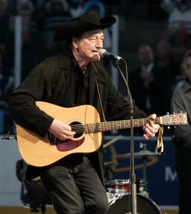 Canadian singing legend Stompin' Tom Connors sings "The Hockey Song" before the start of the NHL game between the Toronto Maple Leafs and th Canadian singing legend Stompin' Tom Connors sings "The Hockey Song" before the start of the NHL game between the Toronto Maple Leafs and th