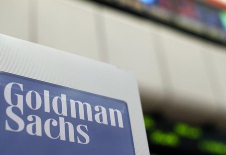 A Goldman Sachs sign is seen on the floor of the New York Stock Exchange, April 16, 2012. REUTERS/Brendan McDermid A Goldman Sachs sign is seen on the floor of the New York Stock Exchange, April 16, 2012. REUTERS/Brendan McDermid
