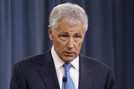 U.S. Secretary of Defense Chuck Hagel speaks during a news conference about the effects of the 'sequester' on military operations, at the Pe U.S. Secretary of Defense Chuck Hagel speaks during a news conference about the effects of the 'sequester' on military operations, at the Pe