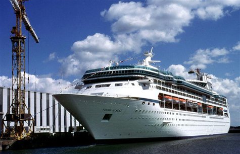 The ocean liner "Vision of the Seas" of The Royal Caribbean Cruise Ltd. sits quayside in Saint Nazaire, western France, in this handout pict The ocean liner "Vision of the Seas" of The Royal Caribbean Cruise Ltd. sits quayside in Saint Nazaire, western France, in this handout pict