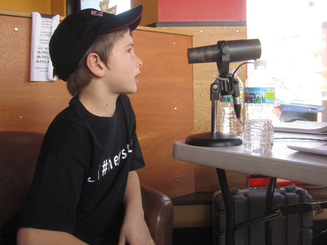 Liam on-air at our Radiothon.