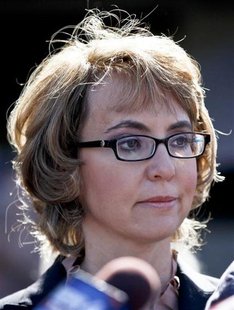Former congresswoman Gabrielle Giffords addresses a news conference for victims of the January 8, 2011 Tucson shooting, at the Safeway groce Former congresswoman Gabrielle Giffords addresses a news conference for victims of the January 8, 2011 Tucson shooting, at the Safeway groce