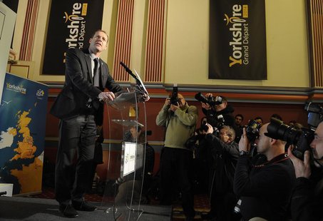 Tour De France race director Christian Prudhomme announces the route of the 2014 tour's Grand D'epart during a media conference in Leeds, no Tour De France race director Christian Prudhomme announces the route of the 2014 tour's Grand D'epart during a media conference in Leeds, no