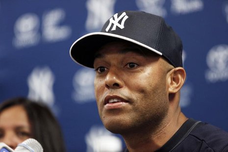 New York Yankees pitcher Mariano Rivera announces he will retire at the end of the season during a press conference ahead of the Yankees' ML New York Yankees pitcher Mariano Rivera announces he will retire at the end of the season during a press conference ahead of the Yankees' ML