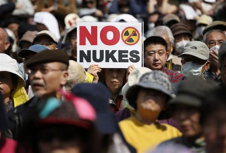 Anti-nuclear protesters attend a rally in Tokyo March 10, 2013, a day before the second-year anniversary of the March 11, 2011 earthquake an Anti-nuclear protesters attend a rally in Tokyo March 10, 2013, a day before the second-year anniversary of the March 11, 2011 earthquake an