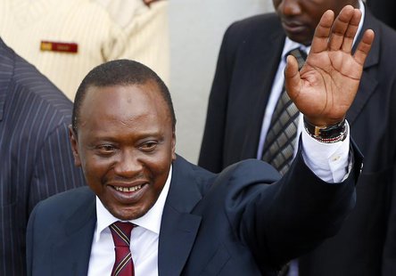 President-elect of Kenya Uhuru Kenyatta waves to his supporters in front of a church in his hometown Gatundu March 10, 2013. REUTERS/Marko D President-elect of Kenya Uhuru Kenyatta waves to his supporters in front of a church in his hometown Gatundu March 10, 2013. REUTERS/Marko D