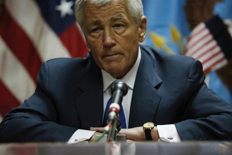 U.S. Secretary of Defense Chuck Hagel meets with the media following his meeting with Afghanistan's President Hamid Karzai in Kabul, March 1 U.S. Secretary of Defense Chuck Hagel meets with the media following his meeting with Afghanistan's President Hamid Karzai in Kabul, March 1
