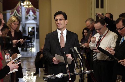 U.S. House of Representatives Majority Leader Eric Cantor (R-VA) speaks to the media on the Spending Reduction Act on Capitol Hill in Washin U.S. House of Representatives Majority Leader Eric Cantor (R-VA) speaks to the media on the Spending Reduction Act on Capitol Hill in Washin