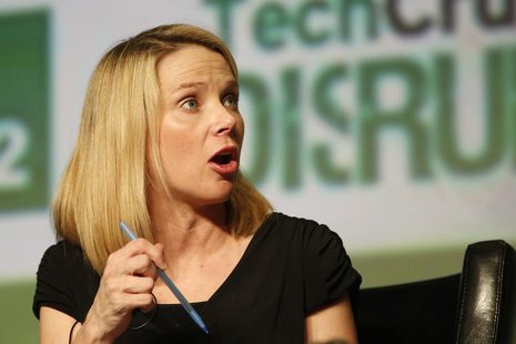 Yahoo! Chief Executive Marissa Mayer speaks during a Startup Battlefield session at TechCrunch Disrupt SF 2012 at the San Francisco Design C Yahoo! Chief Executive Marissa Mayer speaks during a Startup Battlefield session at TechCrunch Disrupt SF 2012 at the San Francisco Design C